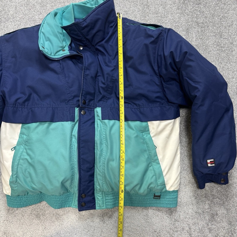 Vintage 80's 90's Mens Large Ski Jacket Down Filled Coat Inside Edge Blue Teal - Picture 12 of 16